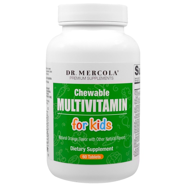 Dr. Mercola Детские жевательные мультивитамины со вкусом фруктов 60 .