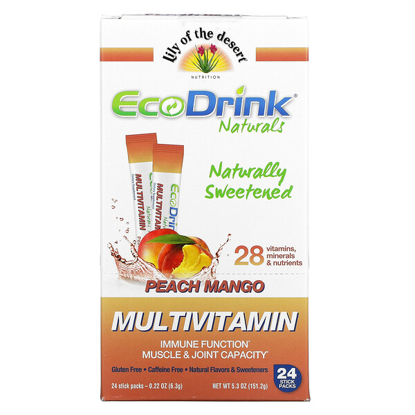 Lily of the Desert EcoDrink Naturals Multivitamin Drink Mix Peach Mango .